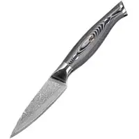 WOLFCUT - Damaskus Schälmesser 8,5 cm Klinge 67-lagiger Damaszenerstahl mit Geschenkbox