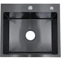 Faizee Home Edelstahlspüle Schwarz SUS304 mit Armatur Auswahl Elite 50x45x22 ohne Armatur