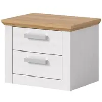 Inn.Furn NACHTTISCH weiß Lärche, Eiche Artisan Landhaus 56 x 43 cm, Nachtkommode mit Schubkästen