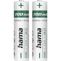Hama 00223525, Wiederaufladbarer Akku, AAA, Nickel-Metallhydrid (NiMH), 1,2 V, 2 Stück(e), 700 mAh