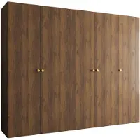 MEBLE KRYSPOL - Kleiderschrank - Garderobenschrank - 250 cm x 202 x 52 cm - Schrank mit Kleiderstange , 5 Türen - für Schlafzimmer, Flur - PARMA, Nussbaum Warmia, Griff: Gold