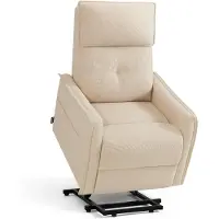 MCombo M Fernsehsessel mit Aufstehhilfe Elektrisch, Fernsehsessel mit liegefunktion bis 135°,Massage & Heizung, 7027 (Stoff, Beige)