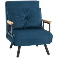XTEILC Freizeitsessel mit Samt Rückenkissen und Verstellbare Rückenlehne Schlafsofa Gästebett Relaxsessel 63x73x81cm Blau