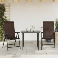 Markenlos Faltbarer Outdoor-Stuhl aus PE-Kunst-Rattan mit Rücken- und Armlehnen, höhenverstellbar, langlebig und wetterfest, für 110 kg, ideal