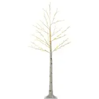 Novzep Künstliche Birke mit 120 LED-Lichtern, 3 Helligkeitsstufen, faltbare Äste, IP44, 150 cm, Weiß