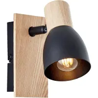 Lightbox Wandspot, 14 x 7 x 16 cm, E14, max. 28 W, Kopf schwenkbar, Metall/Holz