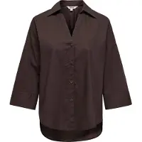 ONLY Gewebte Hemdbluse mit 3/4-Ärmeln in Coffee Bean | Gr.: S