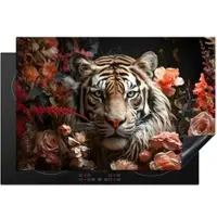 MuchoWow HERDABDECKPLATTE Tiger - Tier - Natur - Floral - Botanisch Glaskeramikkochfeldabdeckung 76x51.5 cm