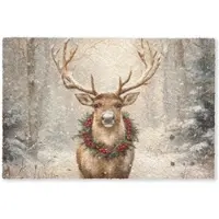 MuchoWow FUSSMATTE Weihnachten - Rentier - Winter - Kranz Flurteppich 60x40 cm
