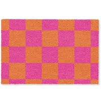MuchoWow FUSSMATTE Schachbrettmuster - Orange - Rosa - Blöcke Schmutzfangmatte 60x40 cm