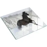 Tulup GLASPLATTE 60x52 cm Pferd Schnee