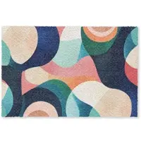 MuchoWow FUSSMATTE Abstrakt - Blau - Rosa Fußabtreter 60x40 cm