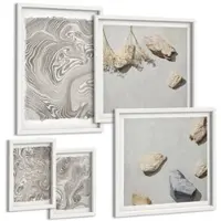 Tulup BILDER SET 5er Set - 50x50 cm & 20x30 cm & 40x60 cm Weißer Rahmen - Moderne abstrakte Formen