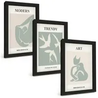 Tulup BILDER SET 3er Set - 20x30 cm Schwarzer Rahmen - Matisse abstrakte Figuren