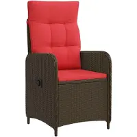 Markenlos Verstellbarer Gartenstuhl aus braun-rotem Poly-Rattan