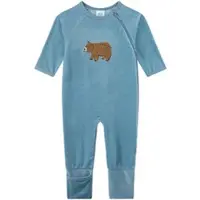 Sanetta Nicki-Schlafoverall mit Klappfuß Bär, blau, 56
