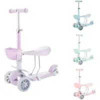 Makani Kinderroller BonBon 3 in 1, Dreirad, LED-Vorderräder, höhenverstellbar lila