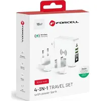 Forcell F-Energy Multifunktionsladegerät 4in1 15W mit USB/USB typ C, Power Bankiem 8000mAh und kabelloses Laden