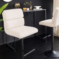 Riess Barhocker COMFORT beige schwarz Cord Metall mit Lehne höhenverstellbar drehbar