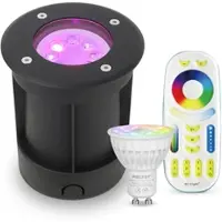 Longlife LED LED Bodeneinbaustrahler Schwarz rund 230V IP67 - Leuchtmittel: GU10 RGB+CCT DIMM...