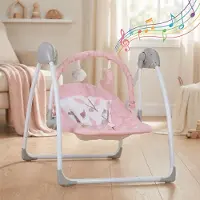 Oyajia Babyschaukel Babywippe mit Spielbogen Spielzeugen 5 Schaukelgeschwindigkeiten,3 Zeitschaltuhreinstellungen