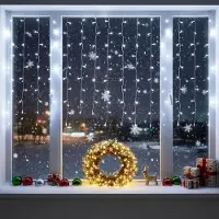 Salcar LED Lichterkette Eisregenvorhang Außen 8 Beleuchtungsmodi, Memory-Funktion, 6m 300 LED Lichterkette Kaltweiß