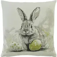 Jil Sander HOPSTER Kissenhülle 50x50 cm – Dekokissen mit Hase & Ostereiern