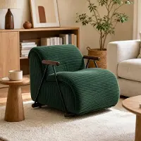 LVHOM Relaxsessel mit Lattenrost, ergonomischer Fernsehsessel, gepolsterter Loungesessel mit Armlehnen, XXL Lesesessel, Cord Grün