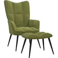 vidaXL Relaxsessel mit Hocker Hellgrün Samt