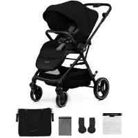Kinderkraft YOXI - Kinderwagen bis 27 kg - leicht - wendig - pannensichere Räder - TRAVEL SYSTEM - verstellbare Rückenlehne - Schwarz