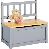 Pinolino Truhenbank "Fenna, grau/natur", grau (grau, natur), Sitzbänke, Kinder, B/H/T: 57cm x 55cm x 31cm, Massivholz, Truhenbank, für Kinder, B:57cm H:55cm T:31cm