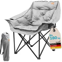 Skandika Campingstuhl Aukra | XL Campingstuhl faltbar, klappbar, gepolstert, leicht, Stahl Gestell, wasserabweisend, 180 kg belastbar, mit Tragetasche