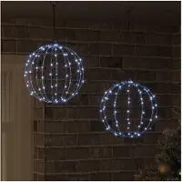 vidaXL Ball 2 stk. Kaltweiß 30 x 30 x 32 cm Metall 192 LEDs