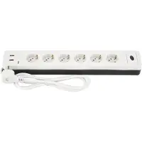 REV COMBINI Steckdosenleiste mit Schalter, Kabel 1,4m, 2X USB, weiß