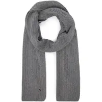 Tommy Hilfiger Strickschal "TH FLAG PIMA COTTON CASH SCARF", Herren, grau (medium grau heather), Strick, Baumwollmischung, Modetücher Strickschal, mit Logostickerei, mit Kaschmiranteil Unisex