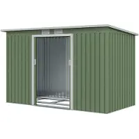 Outsunny Gerätehaus Gartenhaus mit Schiebetür Outdoor Stahl Hellgrün