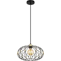 Globo Lighting LED Pendelleuchte Metallgeflecht schwarz gold, H 150 cm