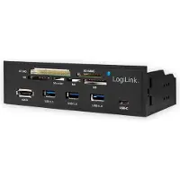 Logilink UA0341, CF, MS Micro (M2), Speicherstick (MS), MicroSD (TransFlash), SD, xD, Schwarz, 5.25", 5000 Mbit/s, RoHS, CE, SATA