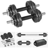 Rebel Verstellbare Gusseisenhanteln im Koffer mit Hantelstange, Set 15 kg , robust