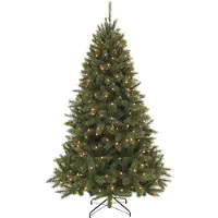 Triumph tree Bristlecone Weihnachtsbaum mit LED-Beleuchtung - Weihnachten Baum mit 240 warmweißen LEDs - Weihnachtsdeko für drinnen mit Klappmechanismus - H215 x Ø127 cm - Dunkelgrün