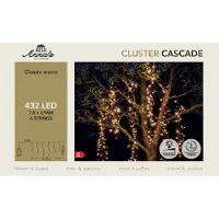 Annas collection LED Cascade Cluster Lichterkette extra warmweiß 7,5 m lang mit 6 Büschel Timer + Dimmer 432 LEDS