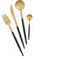 Excelsa Besteckset Of 24 Stück Japan Stahl Schwarz und Gold