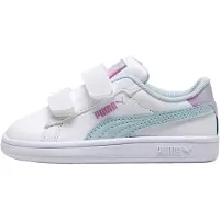 Puma Sneaker "SMASH 30 FADED GLOW V INF", Mädchen, Gr. 22, Textil, weiß (weiß, aqua glow), Synthetik, Schuhe Sneaker