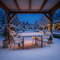 Esotec Solar Lichternetz mit 144 warmweißen LEDs Lichtvorhang Lichternetz 102190