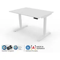 Assmann Elektrisch höhenverstellbarer Schreibtisch Y-Line Weiß, 120x80cm, Memoryfunktion, Kollisionsschutz, 2-fach-Motorik
