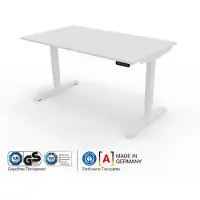 Assmann Elektrisch höhenverstellbarer Schreibtisch Y-Line Weiß, 140x80cm, Memoryfunktion, Kollisionsschutz, 2-fach-Motorik