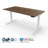 Assmann Elektrisch höhenverstellbarer Schreibtisch Y-Line Eiche Tabak Weiß, 160x80cm, Memoryfunktion, Kollisionsschutz, 2-fach-Motorik