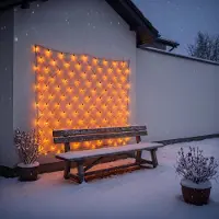 Esotec Solar Lichternetz mit 144 bernsteinfarbene LEDs Lichtvorhang außen 102191