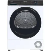 Haier HD91-A3939E-DE, Freistehend, Frontlader, Wärmepumpe, Weiß, Tasten, Drehregler, Rechts