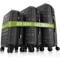 Juskys Hartschalenkoffer-Set Rom - 3-teilig - ABS - Schwarz